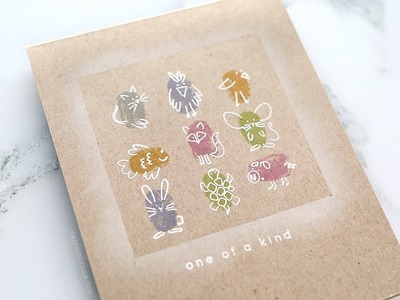 One-Layer Card with Fingerprint Animals