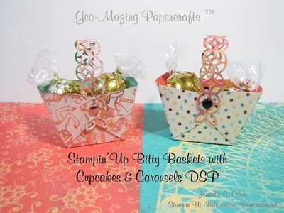 Stampin'Up Bitty Baskets with Cupcakes and Carousels DSP