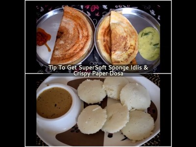 Tip To Make SuperSoft Sponge Idlis & Crispy Paper Dosa|Making of Different Types of Dosas-Hotelstyle