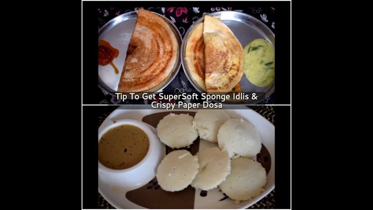 Tip To Make SuperSoft Sponge Idlis & Crispy Paper Dosa|Making of Different Types of Dosas-Hotelstyle