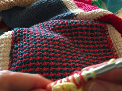 Tunisian Crochet: Afghan Sampler Block 47 (Bi-color Stripes-left hand)