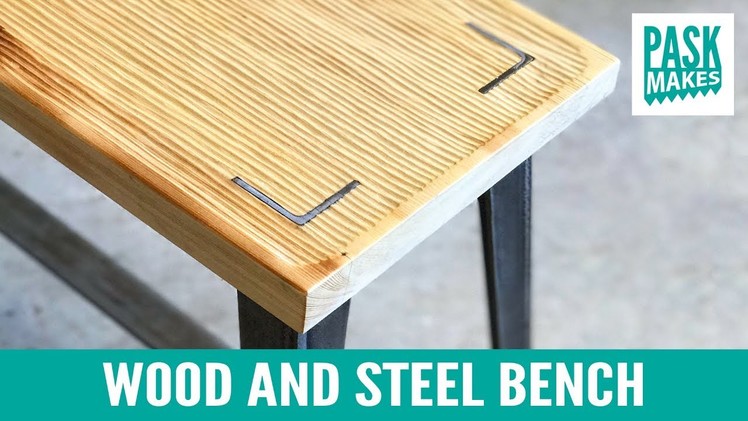 Wood and Steel Bench - Carved Textured Seat