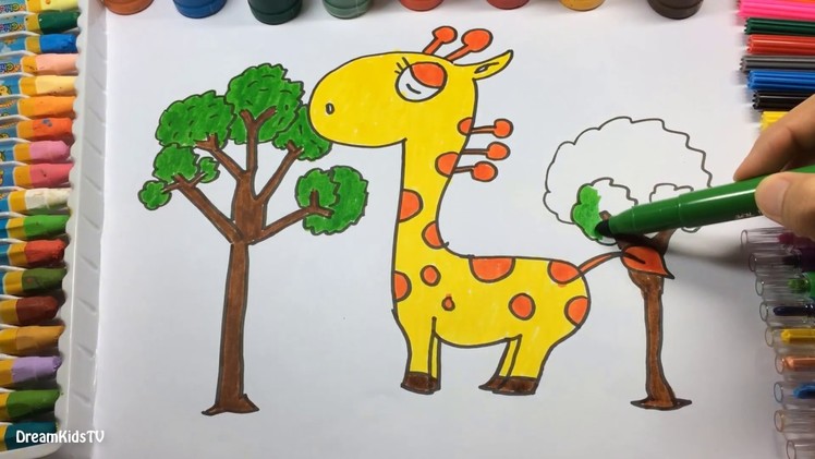 How to Draw a Giraffe step by step Easy. Coloring Pages and Drawing Giraffe for Kids