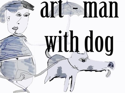 How to draw a man walking a dog