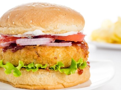 Veggie Burger Recipe | Indian Style Veg Aloo Tikki Burger Recipe