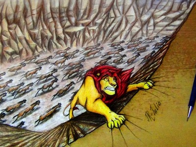 Walt Disney | The Lion King | Король Лев | Speed Painting - Mufasa (Drawing 3D optical illusion)