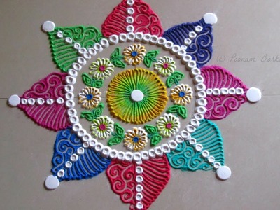 Beautiful and innovative multicolored rangoli design | Rangoli by Poonam Borkar
