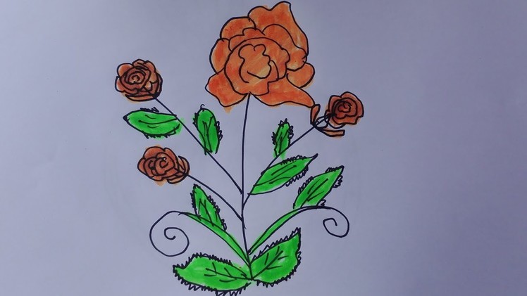 How to draw a rose tree-draw a rose bush easy-draw a rose bush step by step