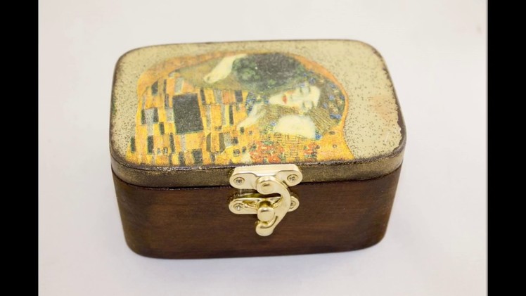 #38 decoupage of wooden jewelry box tutorial - how to decoupage on wood & how to use mordant ideas