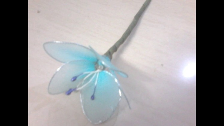 DIY: How to make 5 petals rose flower with fiber cloth and wire