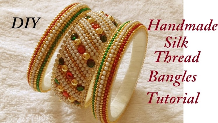 DIY | how to make designer silk thread side bangles | handmade bangles within 5 minutes