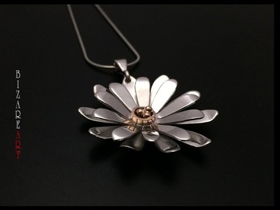 DIY: How to make Gerbera Daisy flower pendant with Silver all by hand