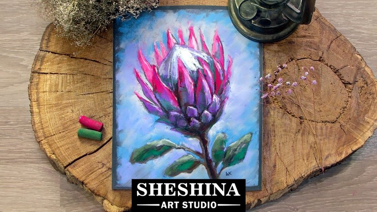 How to draw a Protea flower with soft pastels ???? Flowers