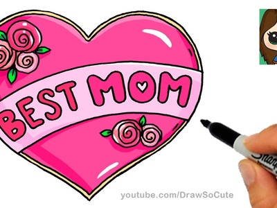 How to Draw Best Mom Bubble Letters and Heart