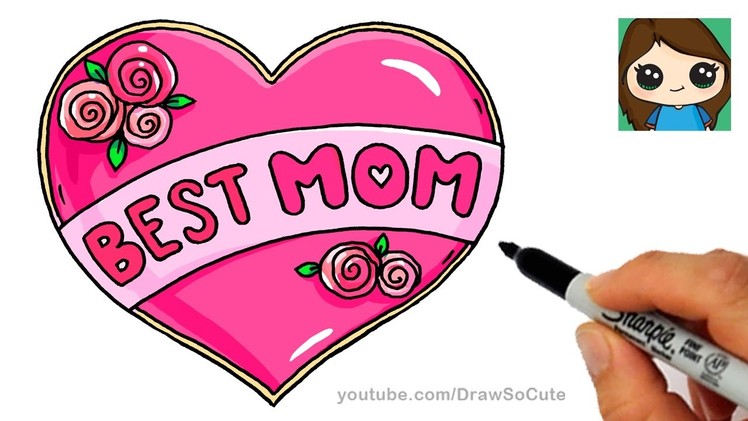 How to Draw Best Mom Bubble Letters and Heart