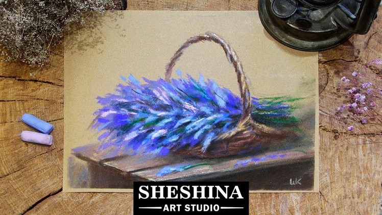 How to draw lavenders in basket with soft pastels ????  Flowers