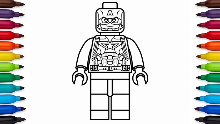 How to draw Lego Captain America - Marvel Superheroes - coloring pages