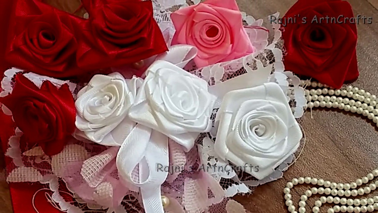 How To Make a Beautiful Rose in Ribbon-Easy Folded Ribbon Rose