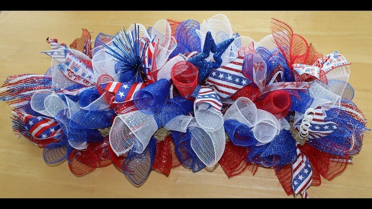 How to make a deco mesh swag for a mailbox, door or centerpiece-Patriotic