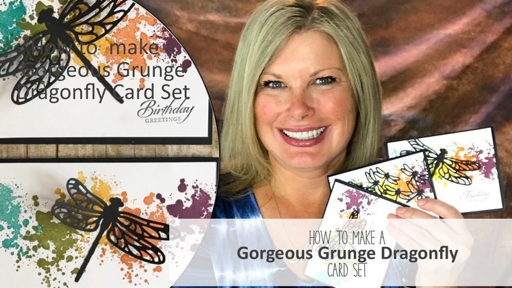 How to make a dragonfly card set featuring Stampin Up Gorgeous Grunge and Giveaway
