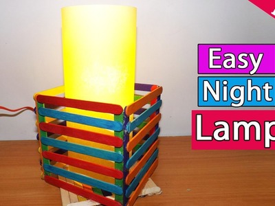 How to make an easy Night Lamp using Ice cream. popsicle sticks