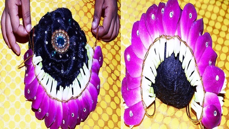 How To Make Bridal Wedding Design string Garland With Stone|Bridal Hairdo Flowers Garland