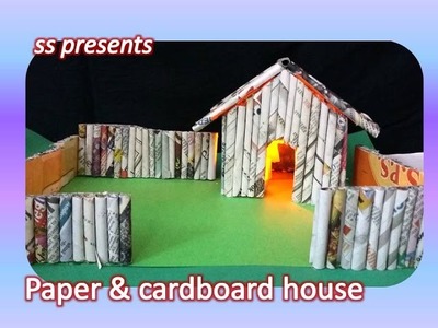 How to make news paper house. kids crafts.Card board and news paper house making tutorial