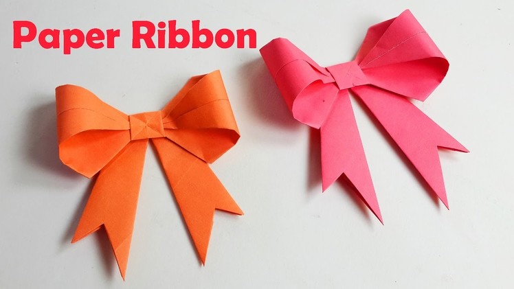 How to make paper Ribbon - How to fold a paper Bow - Easy origami Bow.Ribbons  - Origami Crafts