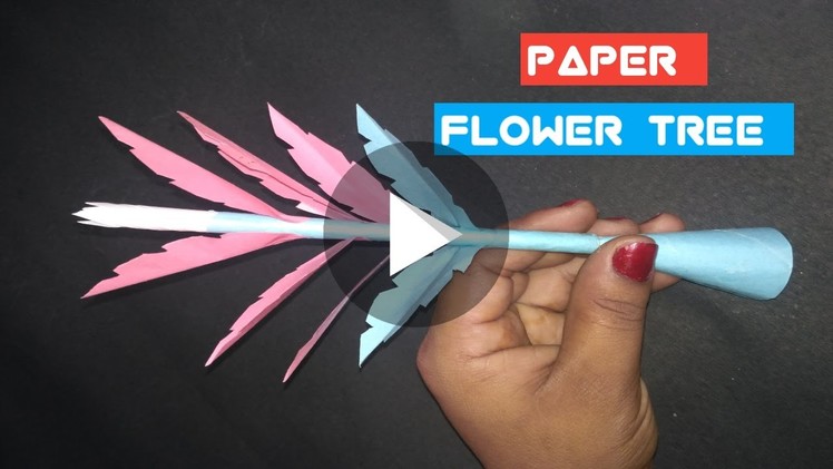How To Make Paper Tree Easy.????. Flower Tree Making With Art Paper ( Paper Crafts )