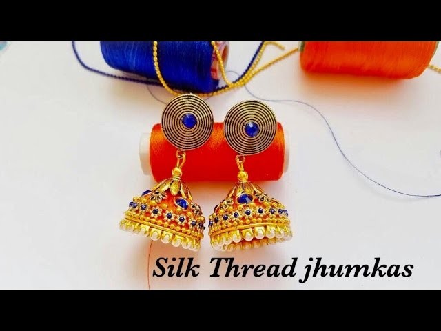 How To Make Silk Thread Earrings||Designer Silk Thread Jhumkas