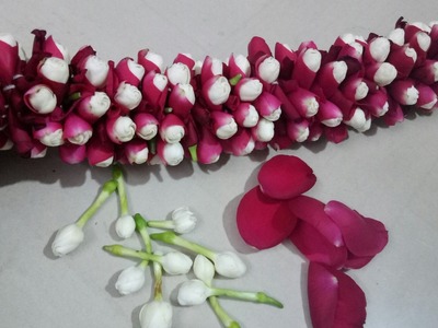 How to string rose petals + jasmine garland??