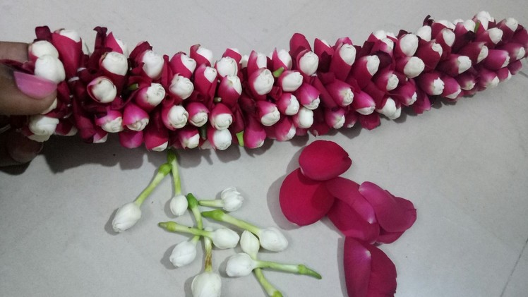 How to string rose petals + jasmine garland??