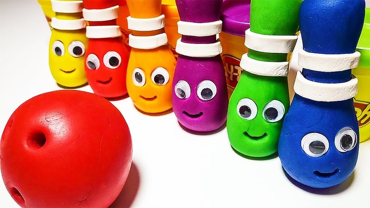 Play doh how to make bowling bottle Learn Colors for Kids