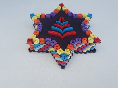 Quilled Star Shaped Box  with paper quilling strips # quilling jewelry box by art life