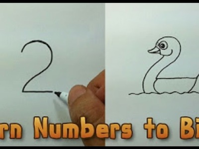 Very Easy ! How to turn Numbers 1-5 into the cartoon birds step by step - art game on paper for kid