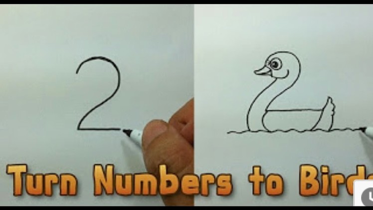 Very Easy ! How to turn Numbers 1-5 into the cartoon birds step by step - art game on paper for kid