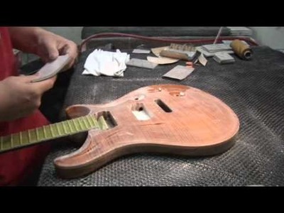 Basecoat Spray and 220 Sanding - Finish Hall - PRS Shop In Detail