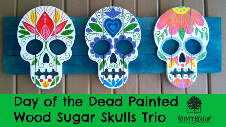 Day of the Dead Painted Wood Sugar Skulls Trio