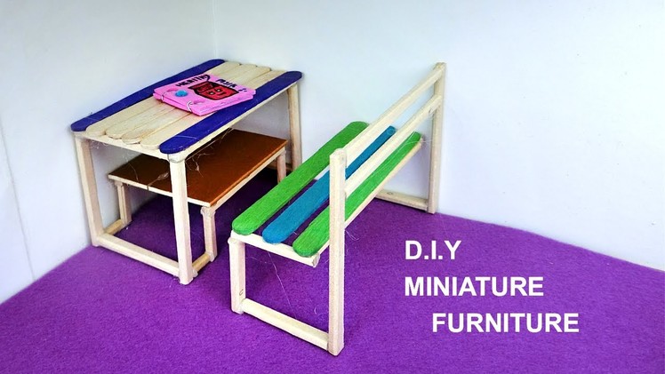 DIY Miniature Furniture for Dollhouse | Table & Chair - Popsicle stick Crafts