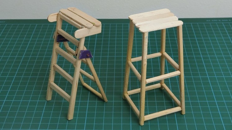 Easy Crafts - Miniature Foldable Ladder & Barstool Chair from Chopsticks