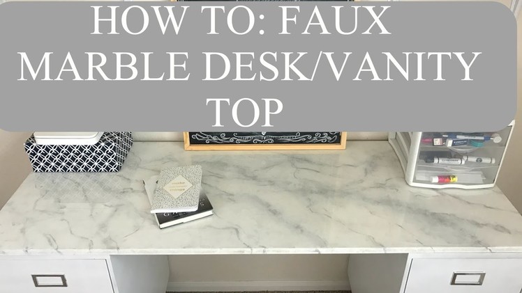 How to: Faux Marble Desk.Vanity Top