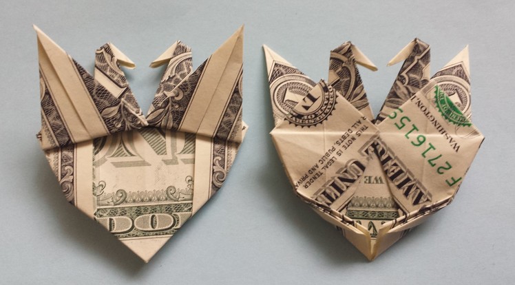 How to fold Origami Heart with Two Cranes (birds, doves)