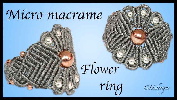 How to micro macrame flower ring