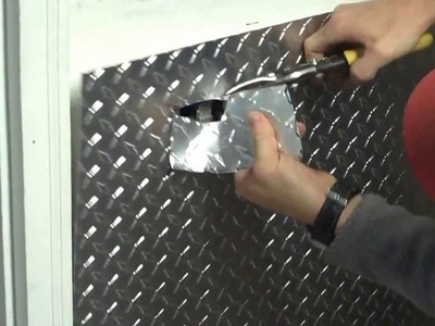 Part 1 - Installing aluminum diamond plate wall panels in garage, how to cut around an outlet.