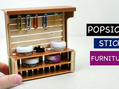Popsicle Stick Crafts | DIY Miniature Shelf Furniture for Dollhouse