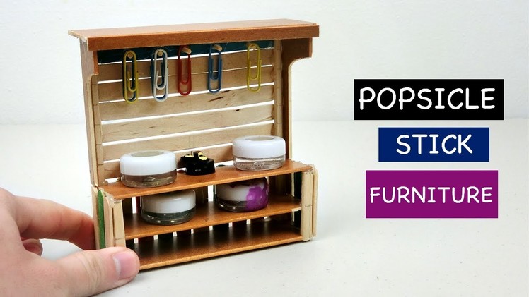 Popsicle Stick Crafts | DIY Miniature Shelf Furniture for Dollhouse