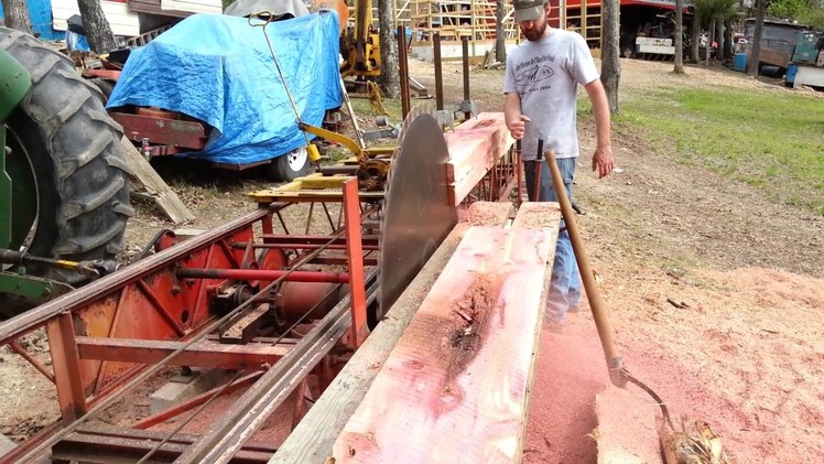 Cedar Log Being Milled on a Foley-Belsaw A-14 Circular Sawmill