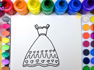 Coloring Page for Kids to Learn Colors and Color Beautiful Gold Dress