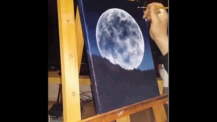 Full moon painting acryl, oil, tutorial, how to paint