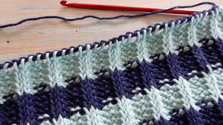How to Crochet Tunisian Rib Stitch. Knit & Purl